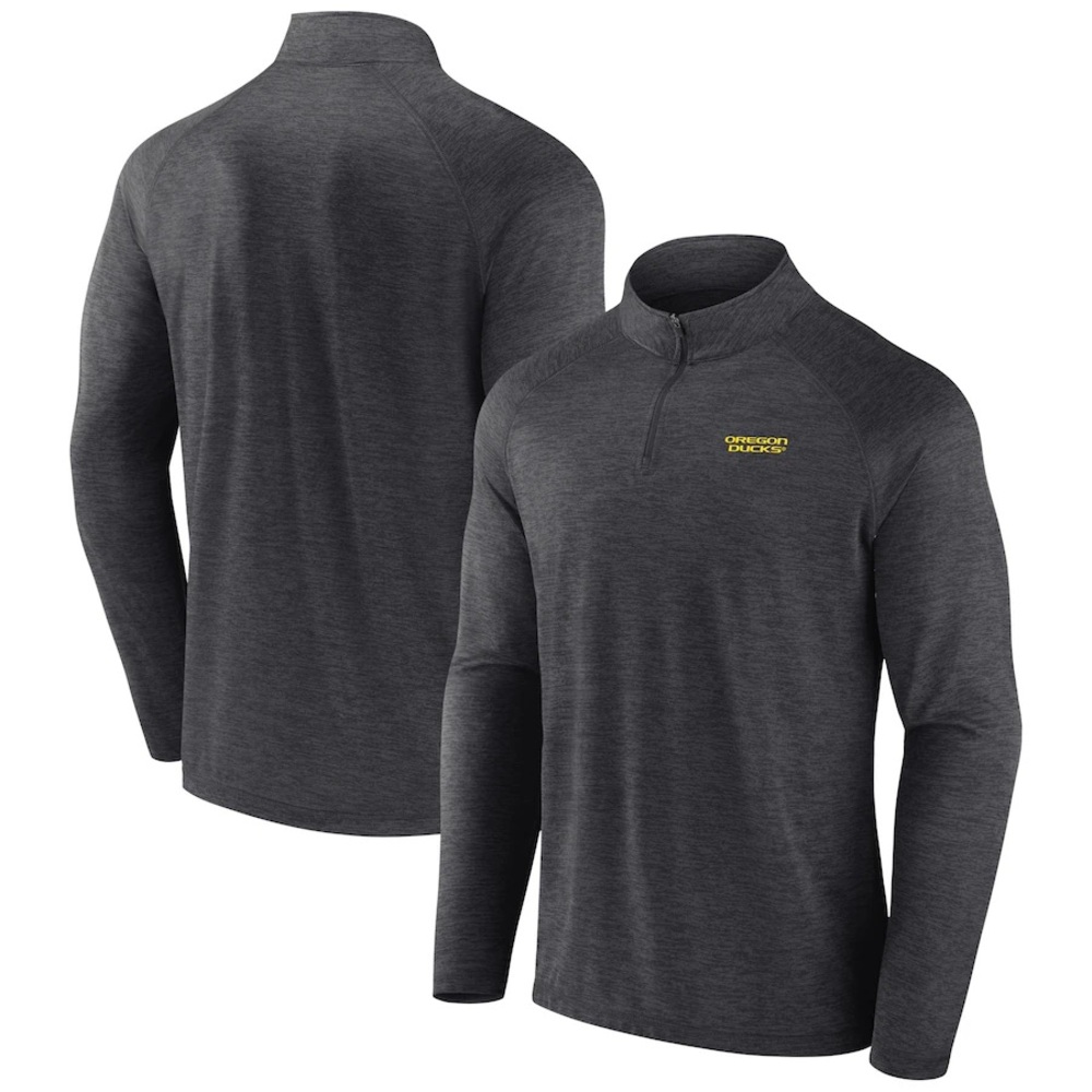 Charcoal Oregon Ducks Primary Logo Raglan Quarter-Zip Top